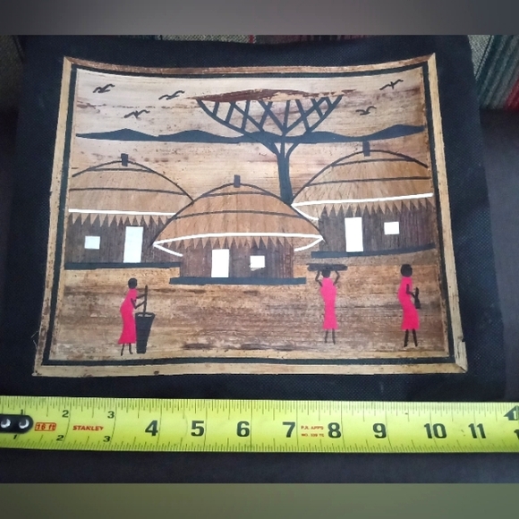 Banana Print Fibers African people Huts working in Safari - Picture 3 of 4